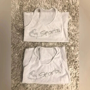 Free with purchase 2 Vintage G-Sports Sheer White Bling Tank Top Size Small